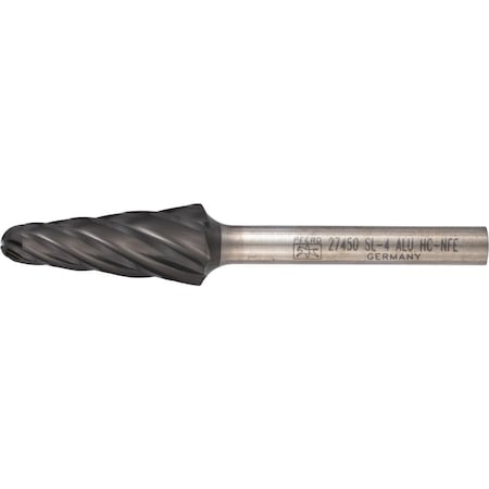 Pferd HICOAT Bur - 14 Degree Taper, ALU Cut - 1/2" x 1-1/8" x 1/4" Shank - SL-4, HC-NFE Coating 27450